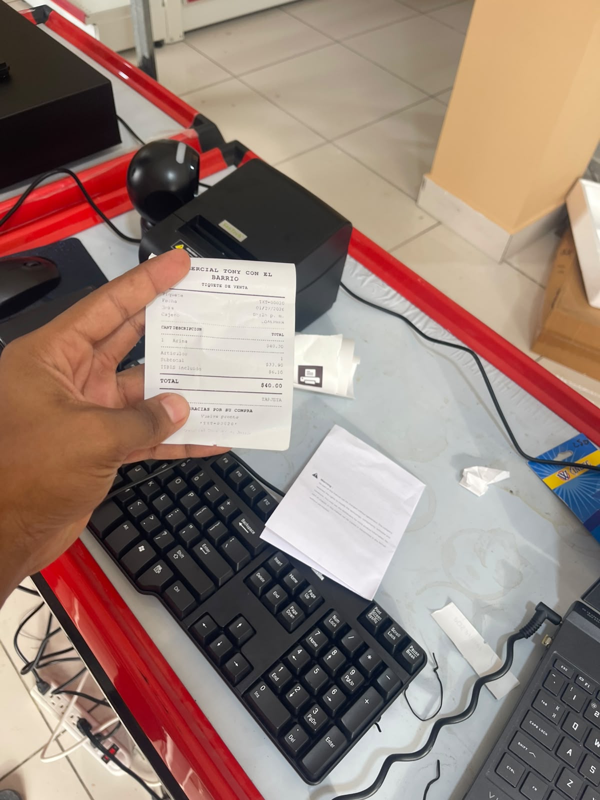 Ticket de venta impreso por la impresora térmica del negocio